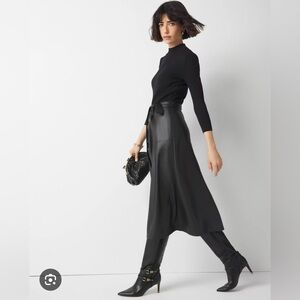 White House Black Market 3/4 Sleeve Faux Leather Dress - Size 12